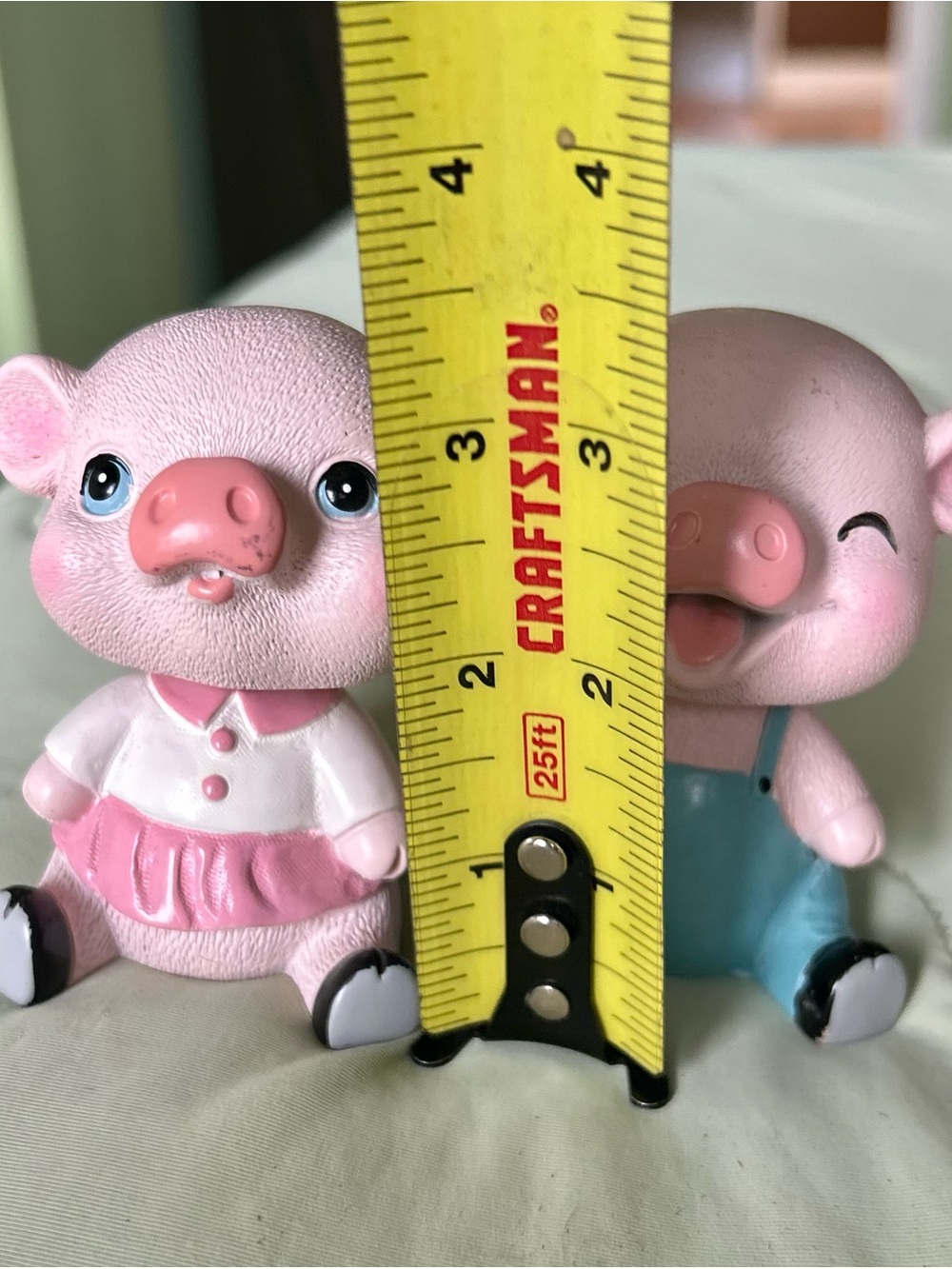 Rustic Farmhouse Pink Piggy Pig Figurine Bobble Heads Set - Picture 6 of 8